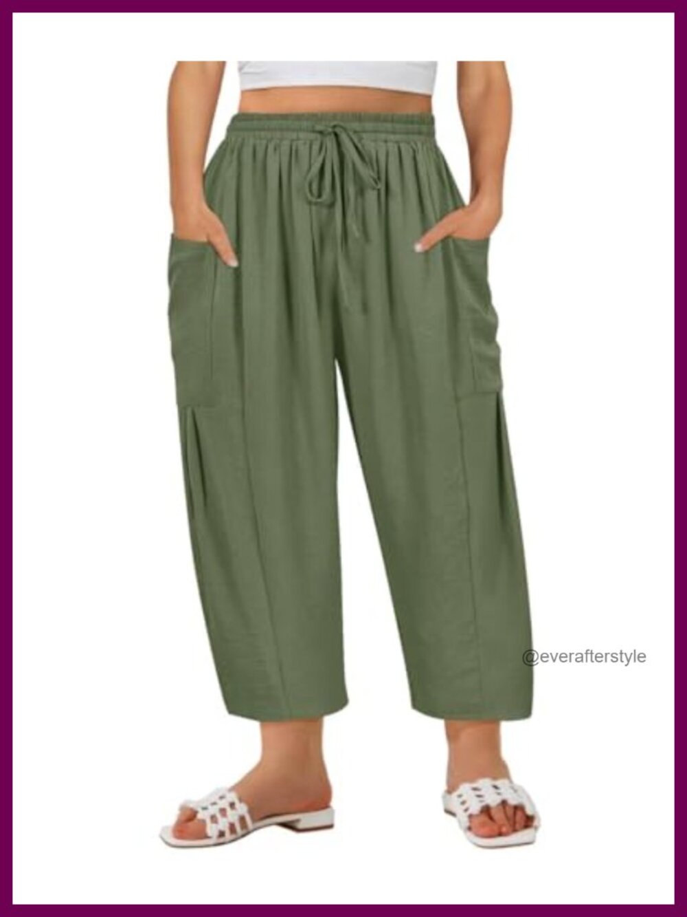 Plus Size Drawstring Palazzo Harem Pants Lightweight Casual Beach Pockets